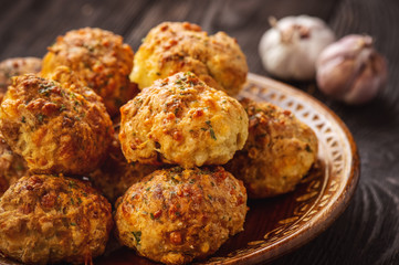 Homemade cheese and garlic biscuits.