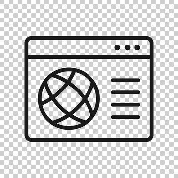 Website domain icon in flat style. Global internet address vector illustration on white isolated background. Server business concept.
