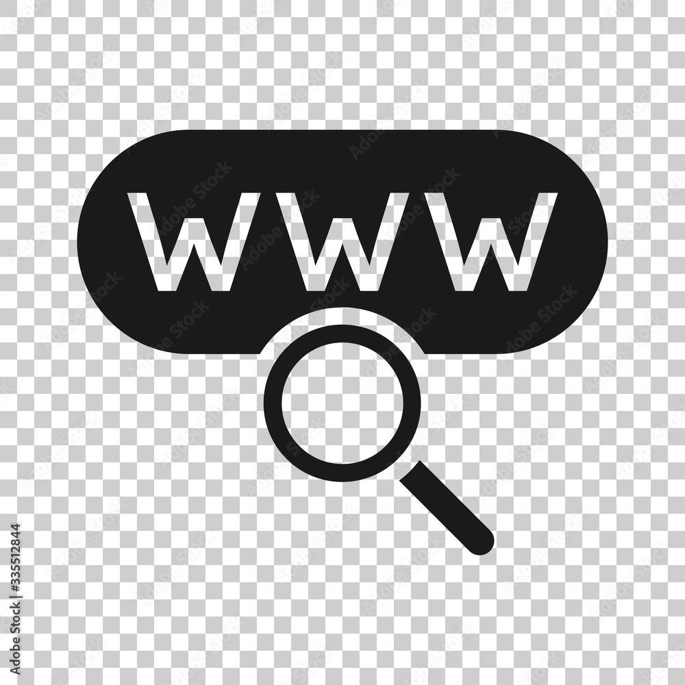 Poster global search icon in flat style. website address vector illustration on white isolated background. 