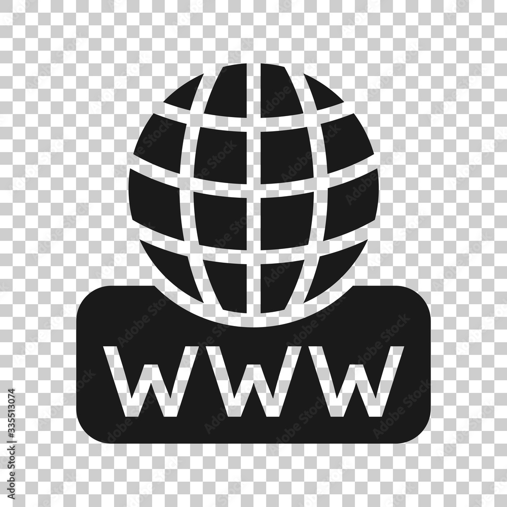 Poster global search icon in flat style. website address vector illustration on white isolated background. 