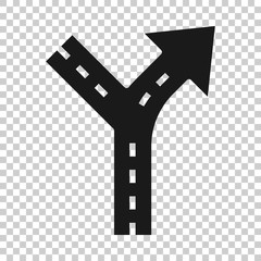 Crossroad icon in flat style. Road direction navigation vector illustration on white isolated background. Locate pin position business concept.