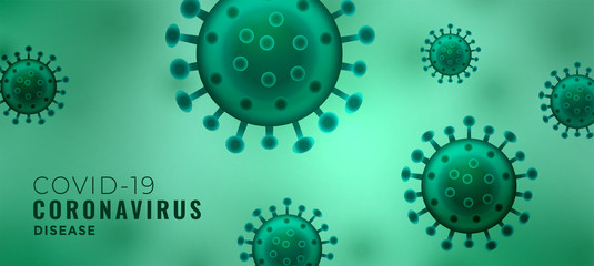 coronavirus covid-19 floating virus cells banner design