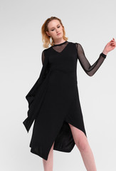 Fashion shooting in studio . Professional model , fashionable clothes and style, new collection. stylish look.