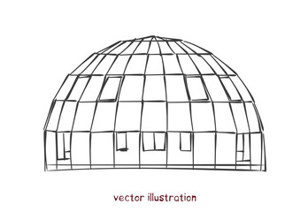 vector sketch of individual spherical domed house