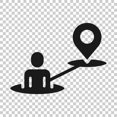 Map pin icon in flat style. Gps navigation vector illustration on white isolated background. Locate position business concept.