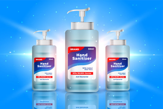 hand sanitizer bottle container background in 3d style