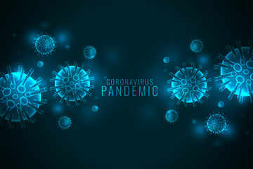 coronavirus covid-19 pandemic banner with virus cells