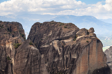 Meteora rocks with monasteries, Greece. Summer daytime.