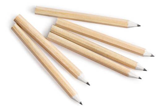 Simple pencils, isolated on white background, top view
