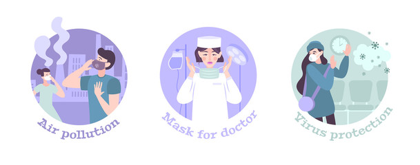 Coronavirus Masks Round Compositions