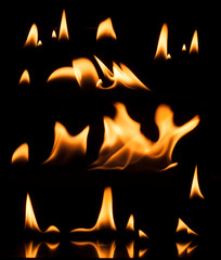 Fire on a black background
