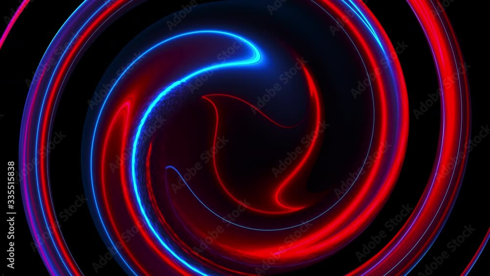 Poster computer generated background with abstract spiral. 3d rendering circular merger of neon color lines