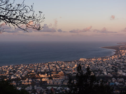Viewpoint on the city of Saint Denis at sunset in Reunion Island
