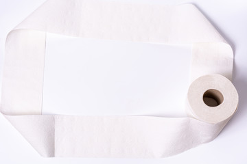 Frame out of a toilet paper roll isolated on white background