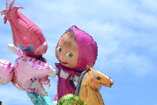 &lrm;Negotin, Serbia, May &lrm;11, &lrm;2017, Fair. Balloons for kids with the shapes of cartoon characters.