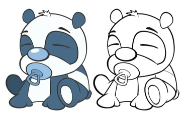 Draagtas Vectorillustratie van een schattige Cartoon karakter Panda voor je ontwerp en computerspel. Kleurboek overzichtsset © liusa
