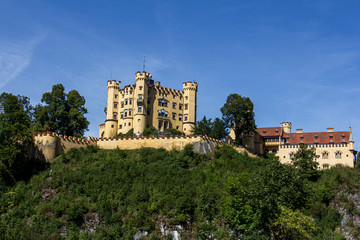 Beautiful view of world-famous Neuschwanstein Castle, the nineteenth-century Romanesque Revival palace built for King Ludwig II on a rugged cliff near Füssen, southwest Bavaria, Germany