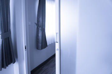 Sliding glass door and keys inside the house modern design interior home background concept