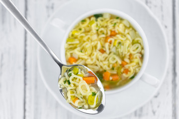 Homemade Alphabet Soup (selective focus)