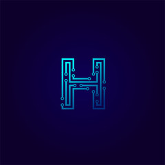 Vector Letter H logo design concept, Technology and digital abstract dot connection cross. vector illustration