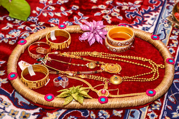 Golden jewelry set for newly bride