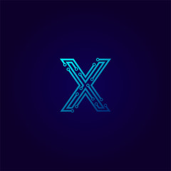 Vector Letter X logo design concept, Technology and digital abstract dot connection cross. vector illustration