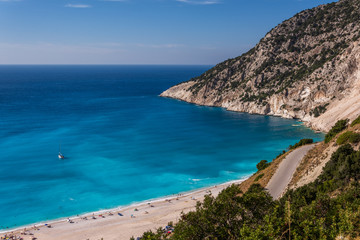 Picturesque view on Myrthos beach Greece, Kefalonia island