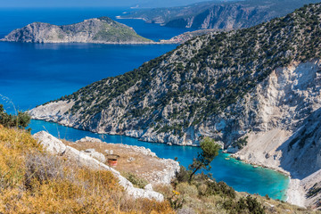Fototapeta na wymiar Picturesque view on Myrthos beach Greece, Kefalonia island
