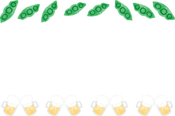 ビール乾杯枝豆水彩フレーム