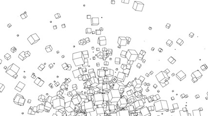 Abstract background design with flying cubes, modern pattern, vector illustration