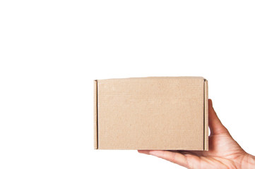 cardboard box in male hand