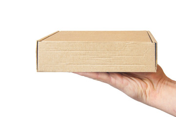 cardboard box in male hand