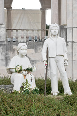 Statue of the two little shepherds in the Sanctuary of Our Lady of Fatima, Portugal