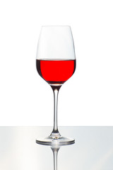 Crystal glass with red and white wine