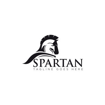 spartan logo, negatif space warrior and head horse vector