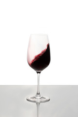 Crystal glass with red and white wine