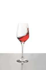 Crystal glass with red and white wine