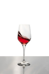 Crystal glass with red and white wine