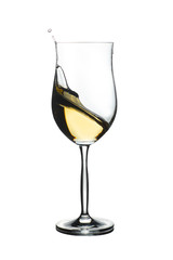 Crystal glass with red and white wine