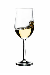 Crystal glass with red and white wine