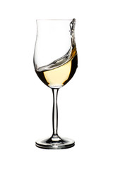 Crystal glass with red and white wine
