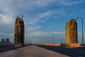Hope Memorial Bridge and "Guardian of Traffic" sculptures in Cleveland