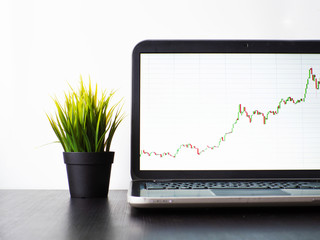 Stock charts, stock prices, and currency price growth.
