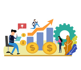 Illustrations design concept business success via growth graph chart.