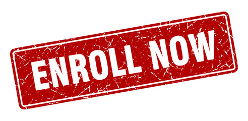enroll now stamp. enroll now vintage red label. Sign