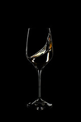 Crystal glass with red and white wine