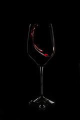 Crystal glass with red and white wine