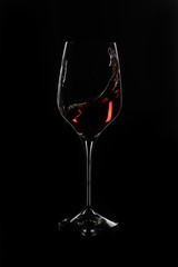 Crystal glass with red and white wine