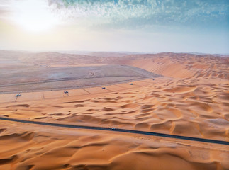 Scenic road in UAE desert in the Middle East