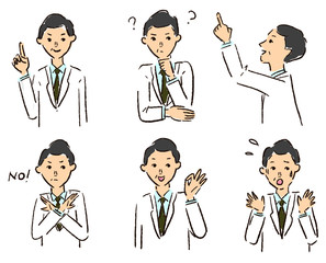 医者のポーズベクターセット